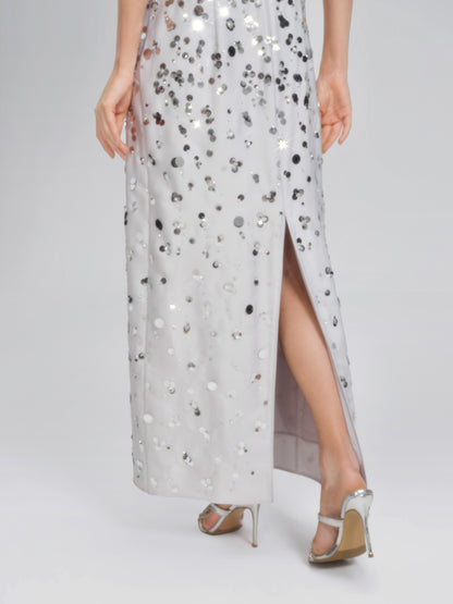 Gradient Sequin Dress & Shawl Set