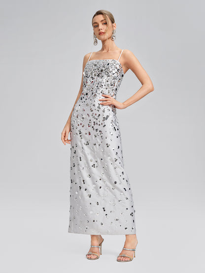 Gradient Sequin Dress & Shawl Set