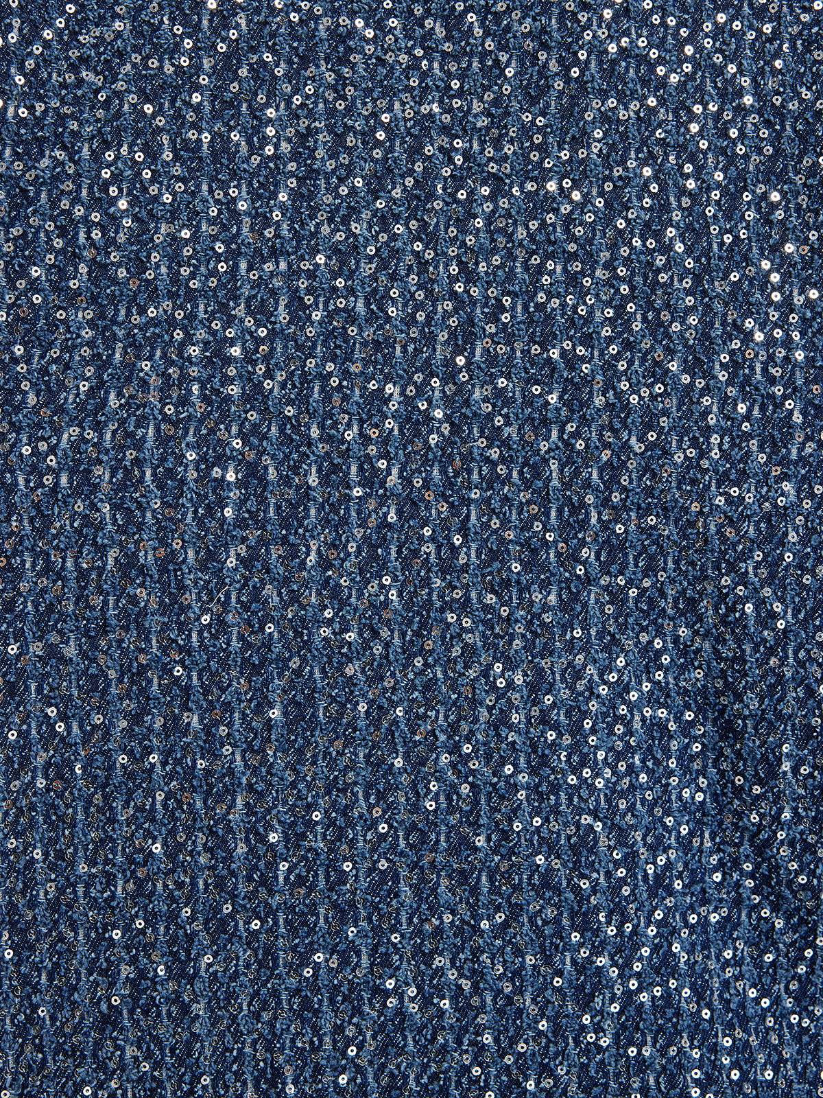 Sequined Denim-Look Tweed Hand-Beaded Pants