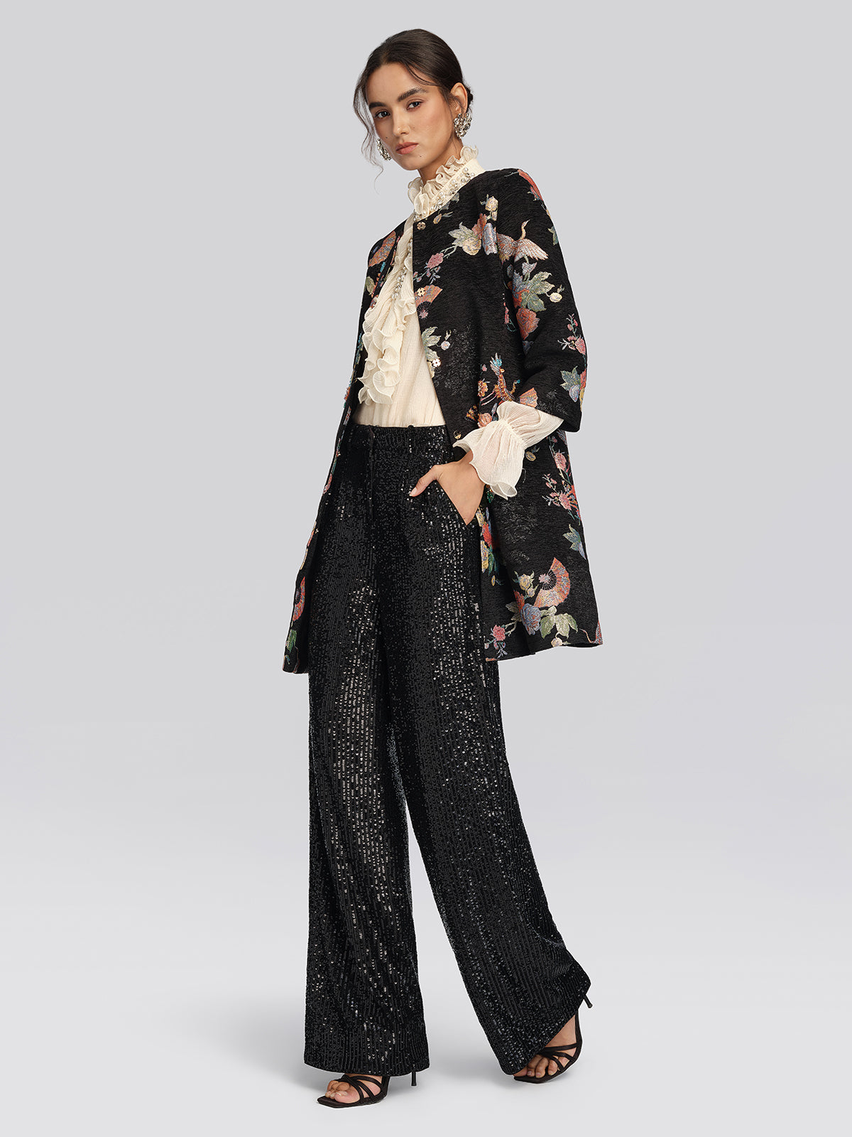 Jacquard Animal Print Beaded Jacket