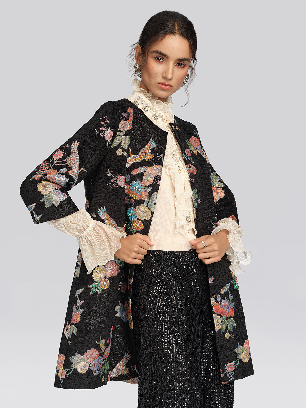 Jacquard Animal Print Beaded Jacket