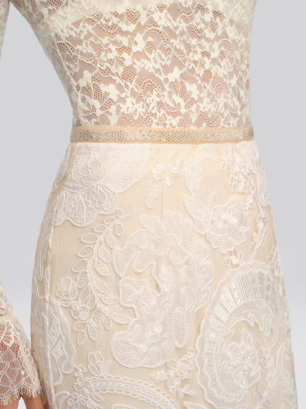 Guipure Lace Paisley Fringe Skirt