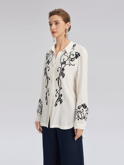 Linen Embroidered Relaxed Shirt