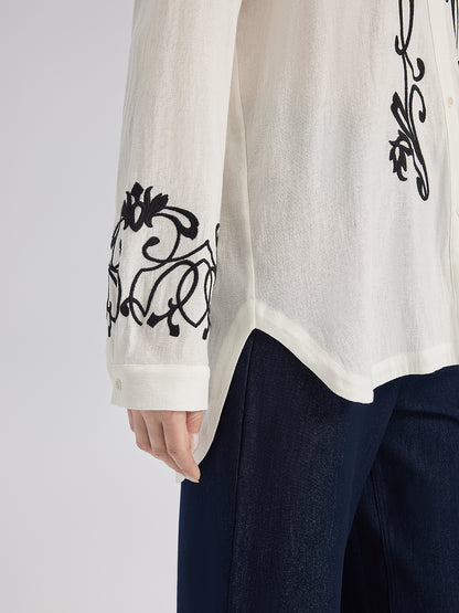 Linen Embroidered Relaxed Shirt