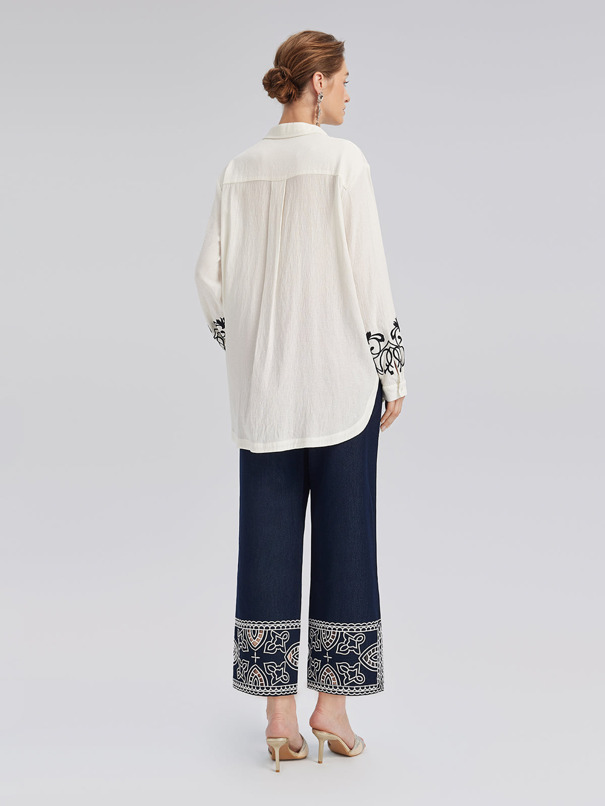 Linen Embroidered Relaxed Shirt