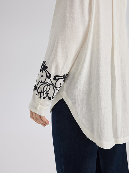 Linen Embroidered Relaxed Shirt