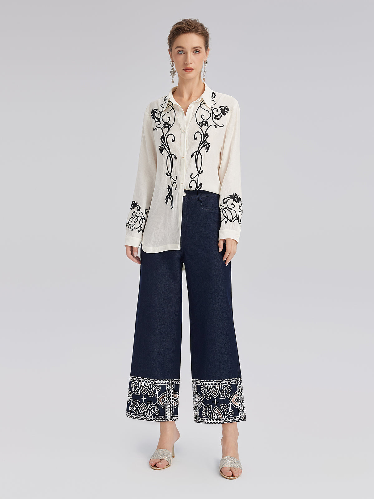 Linen Embroidered Relaxed Shirt