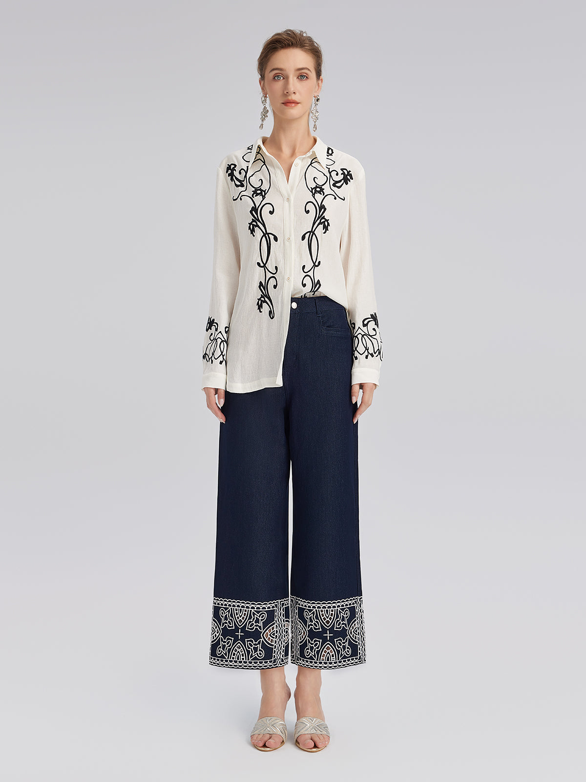 Linen Embroidered Relaxed Shirt