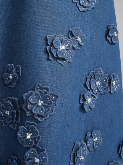 3D Floral Hand-Beaded Pearl Rhinestone Jacket