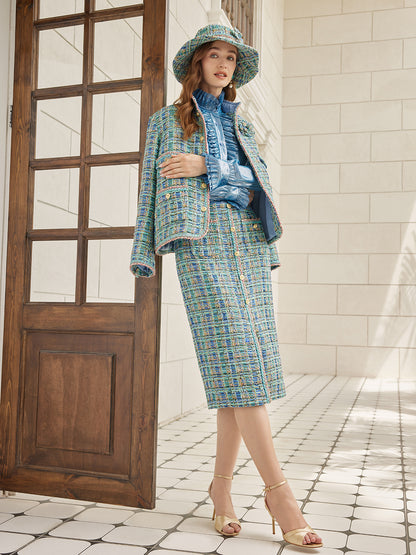 Multicolor Tweed Hand-Sewn Braid Trim Jacket