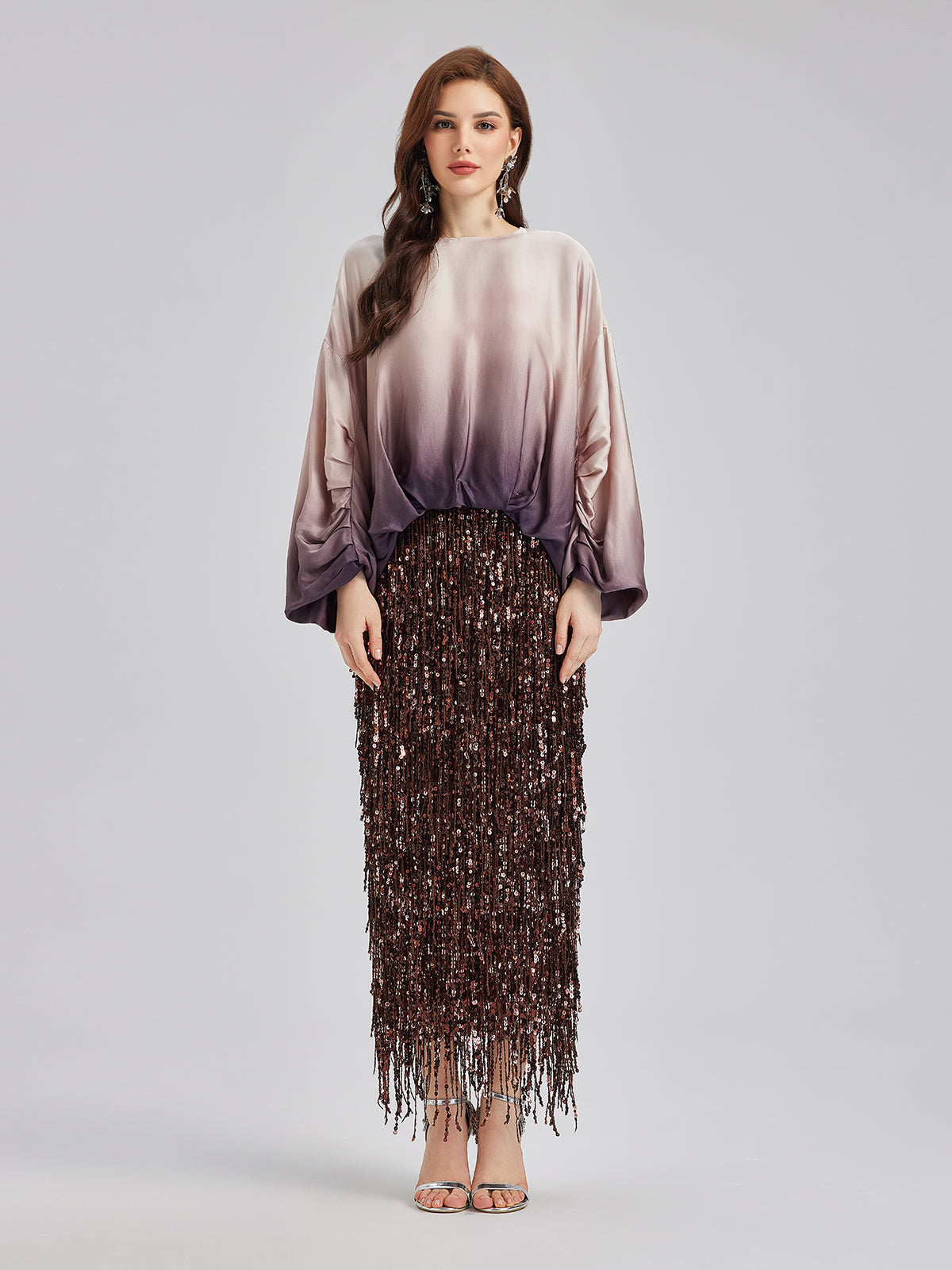 Quiet Luxury Gradient Elegant Pleated Top