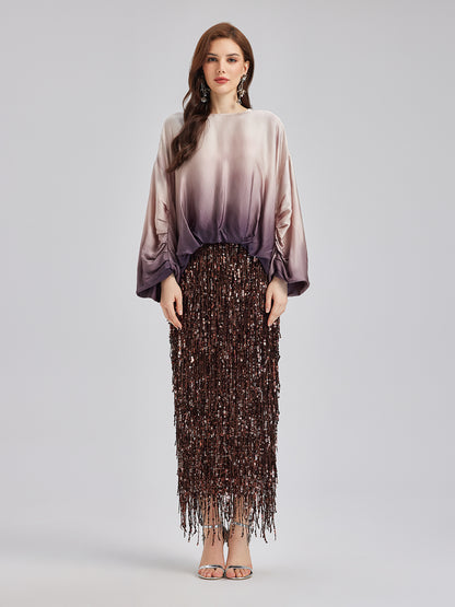 Quiet Luxury Gradient Elegant Pleated Top