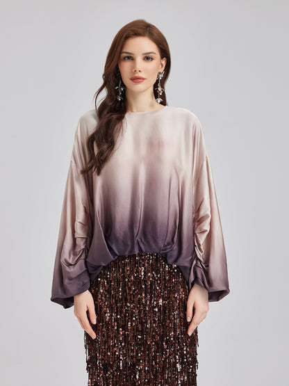 Quiet Luxury Gradient Elegant Pleated Top