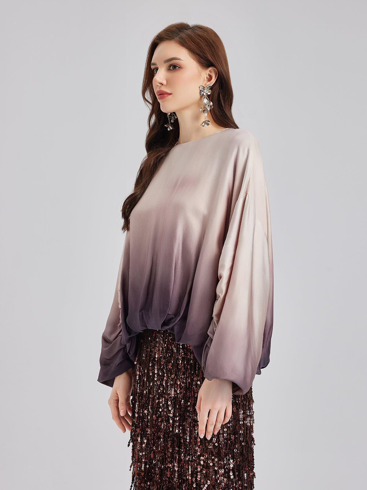 Quiet Luxury Gradient Elegant Pleated Top