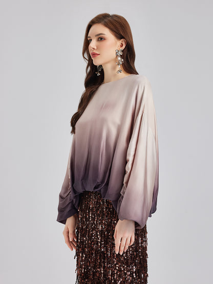Quiet Luxury Gradient Elegant Pleated Top