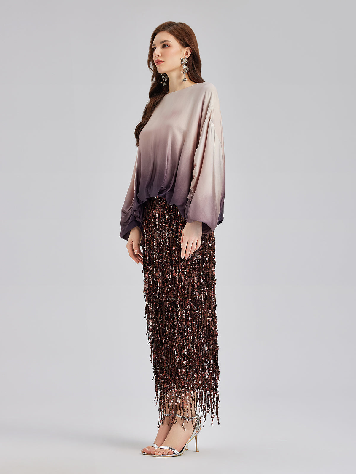 Quiet Luxury Gradient Elegant Pleated Top