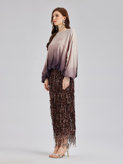 Quiet Luxury Gradient Elegant Pleated Top