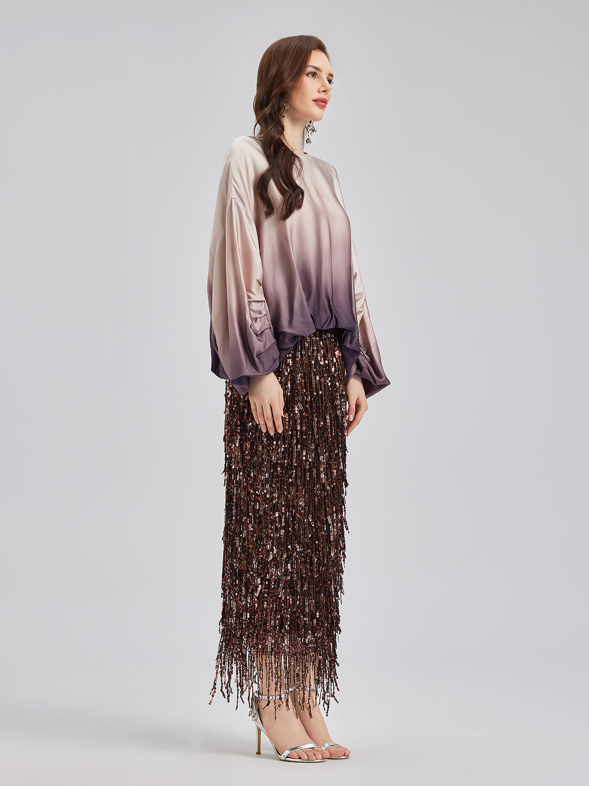 Quiet Luxury Gradient Elegant Pleated Top