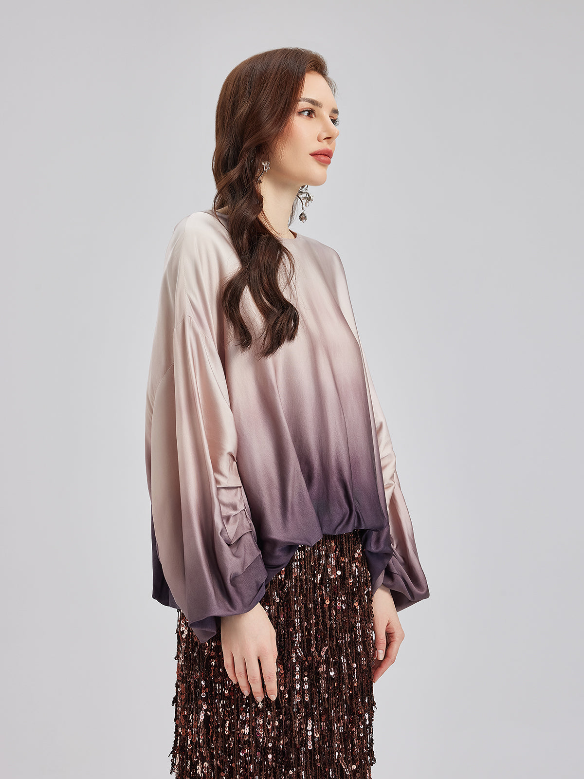 Quiet Luxury Gradient Elegant Pleated Top