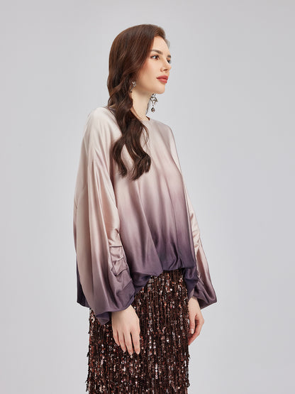 Quiet Luxury Gradient Elegant Pleated Top
