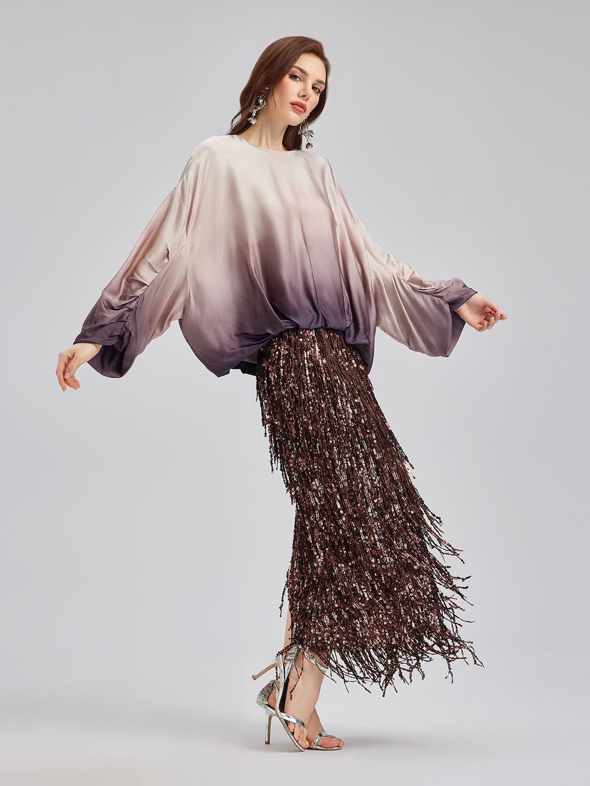 Quiet Luxury Gradient Elegant Pleated Top