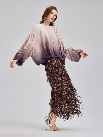 Quiet Luxury Gradient Elegant Pleated Top