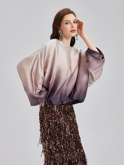 Quiet Luxury Gradient Elegant Pleated Top