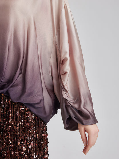 Quiet Luxury Gradient Elegant Pleated Top