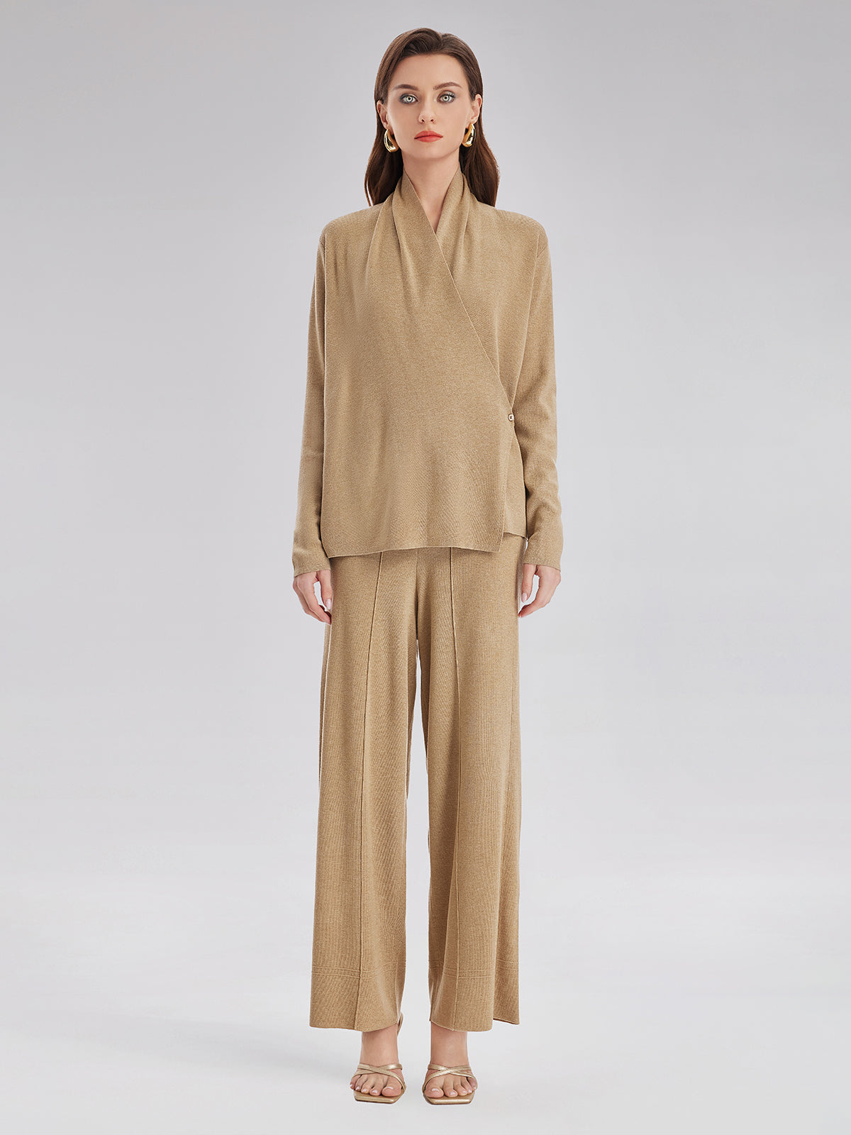 Premium Cashmere Cross-Neck Wrap Top