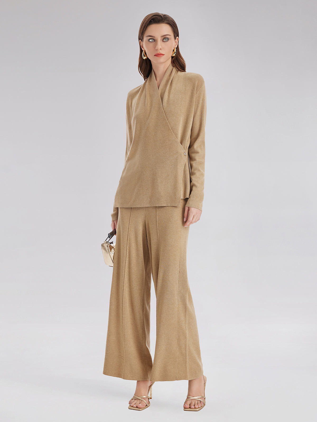 Premium Cashmere Cross-Neck Wrap Top