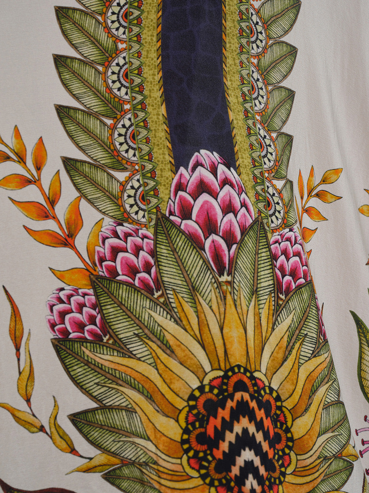 Silk Ethnic Totem Print Batwing Robe Dress