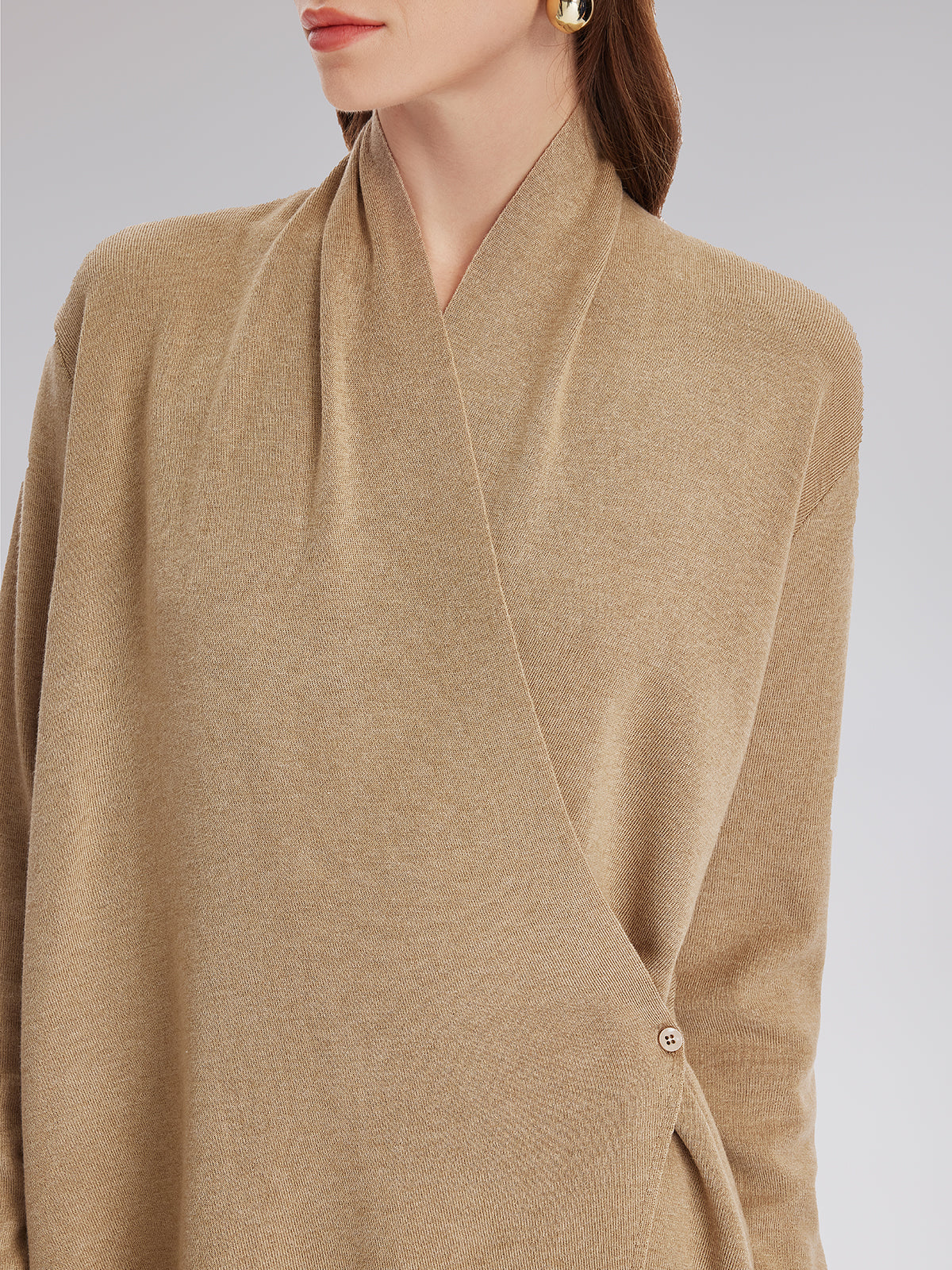 Premium Cashmere Cross-Neck Wrap Top