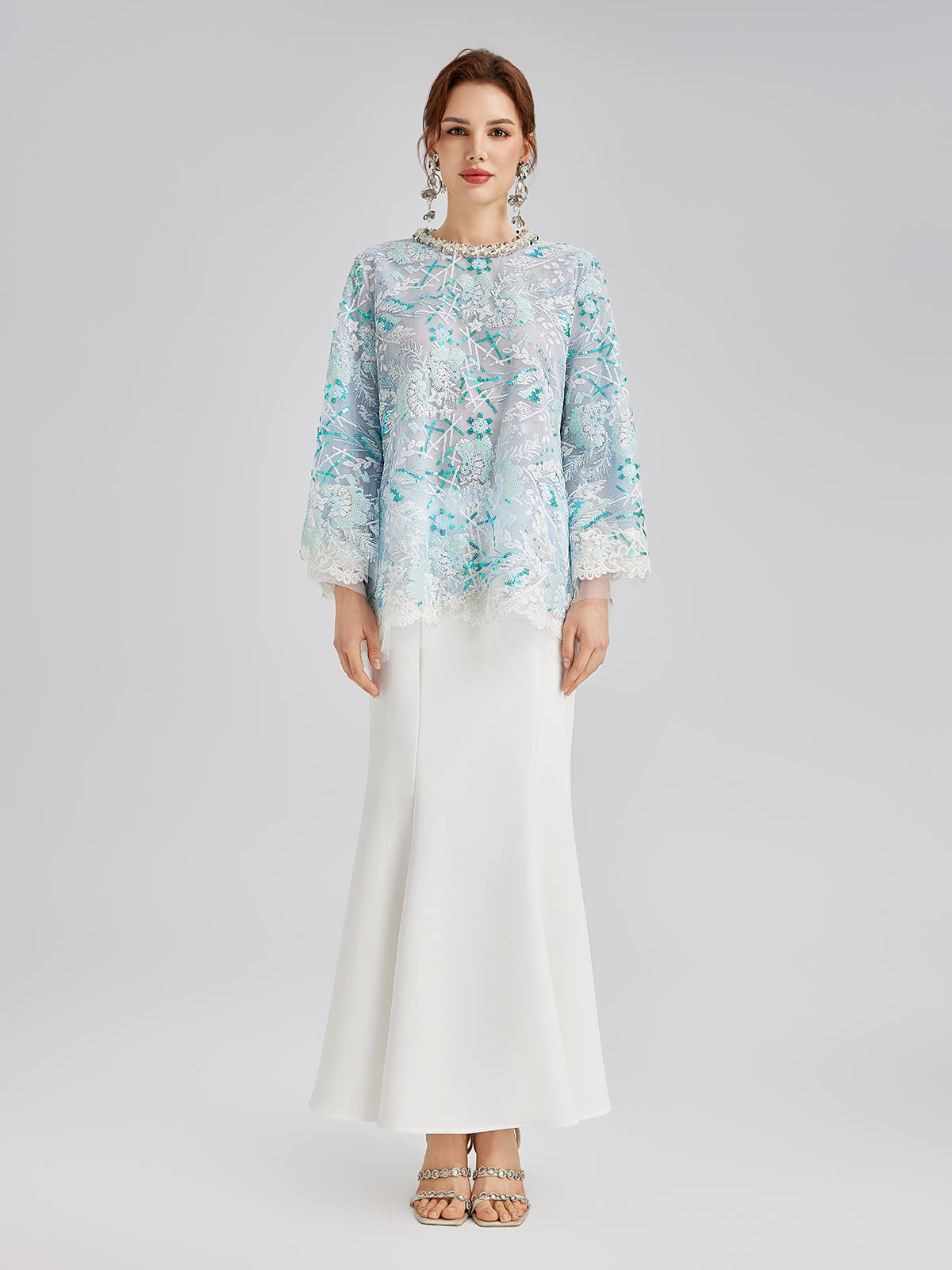 French Custom Embroidery Sequin Cape Top