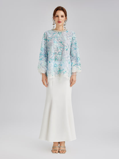 French Custom Embroidery Sequin Cape Top