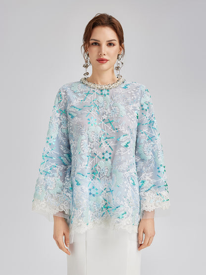 French Custom Embroidery Sequin Cape Top
