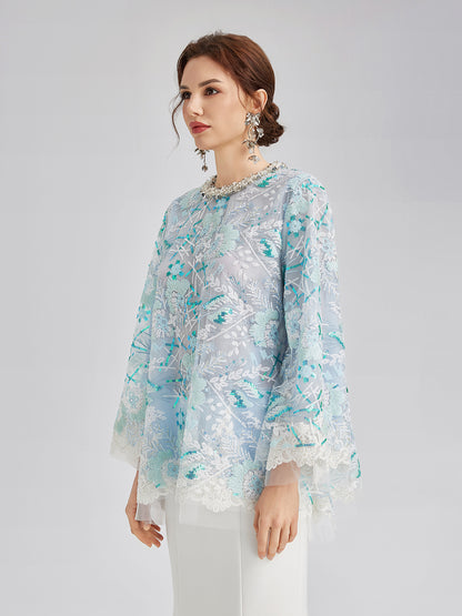 French Custom Embroidery Sequin Cape Top