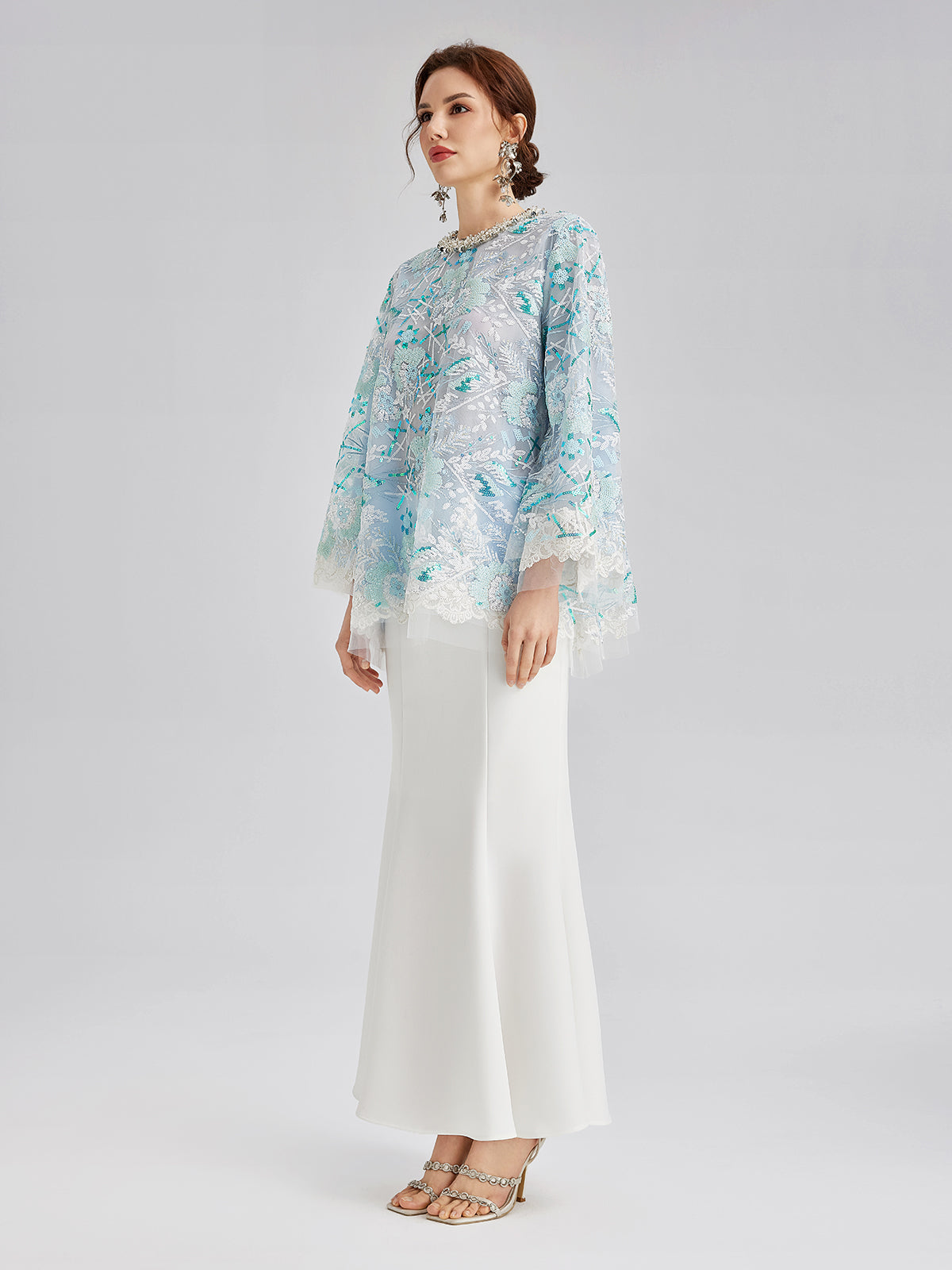 French Custom Embroidery Sequin Cape Top