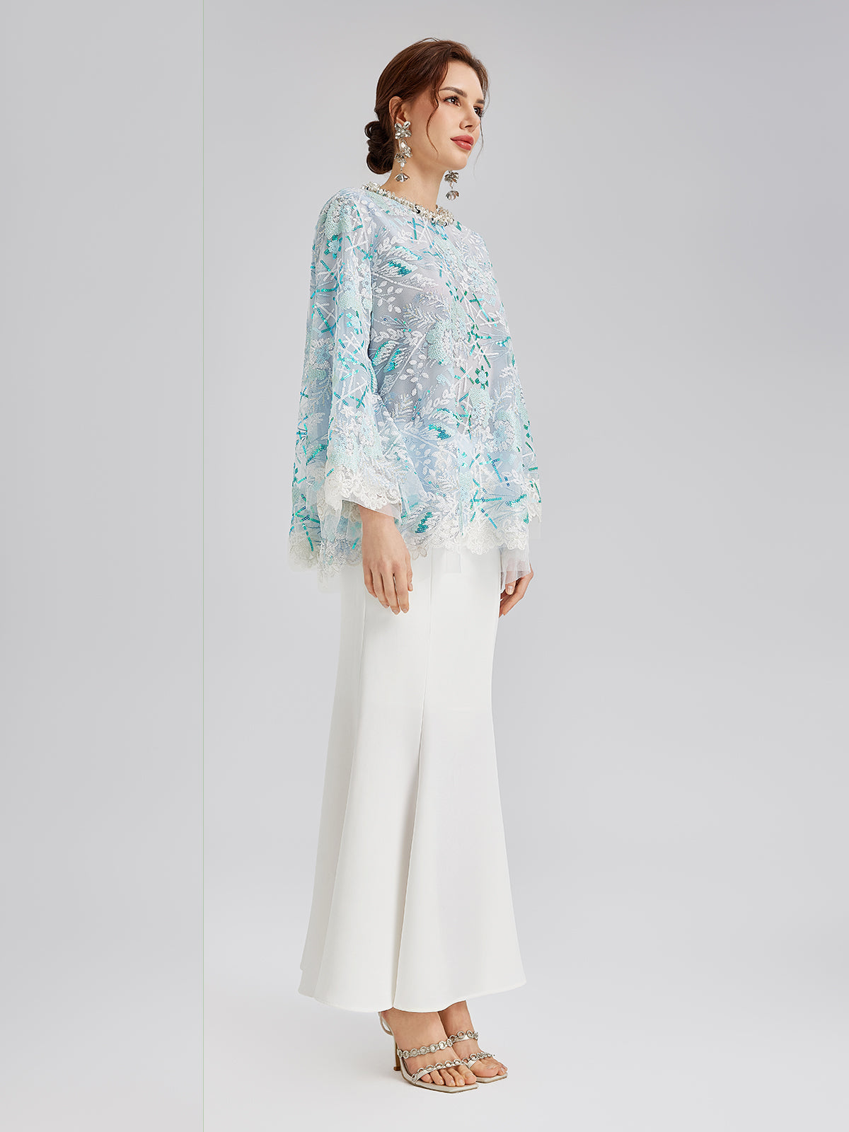 French Custom Embroidery Sequin Cape Top