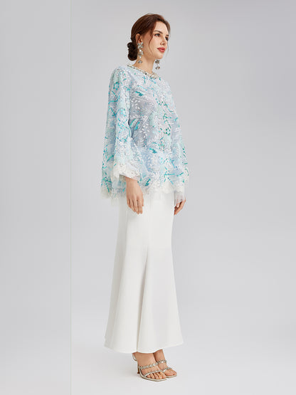 French Custom Embroidery Sequin Cape Top