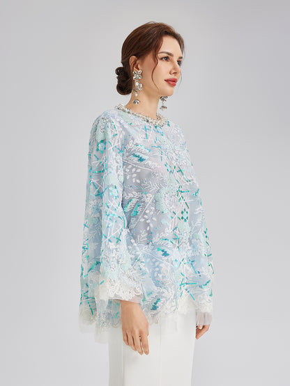 French Custom Embroidery Sequin Cape Top