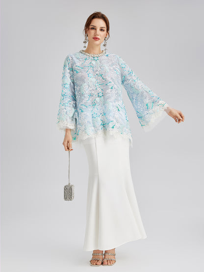 French Custom Embroidery Sequin Cape Top