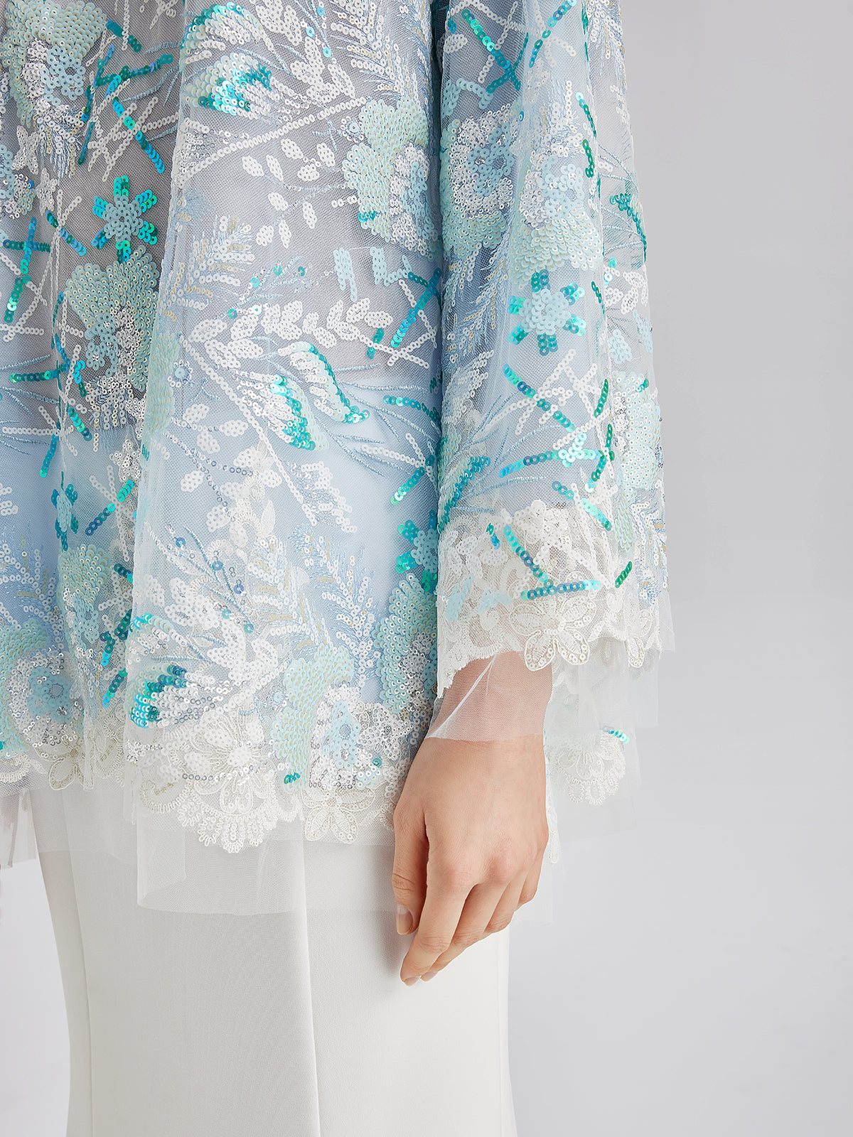 French Custom Embroidery Sequin Cape Top