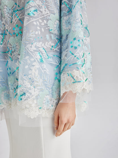 French Custom Embroidery Sequin Cape Top