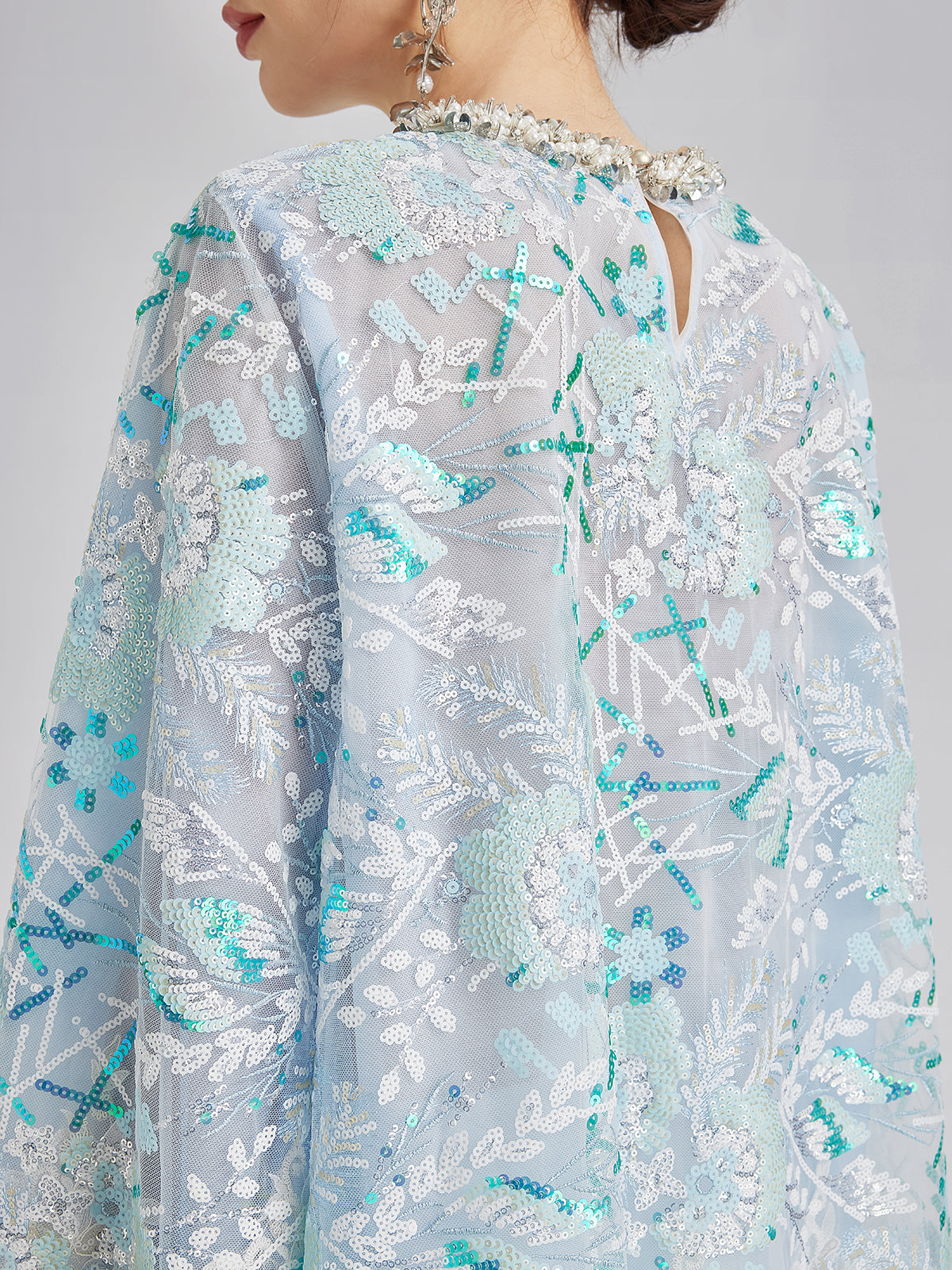 French Custom Embroidery Sequin Cape Top