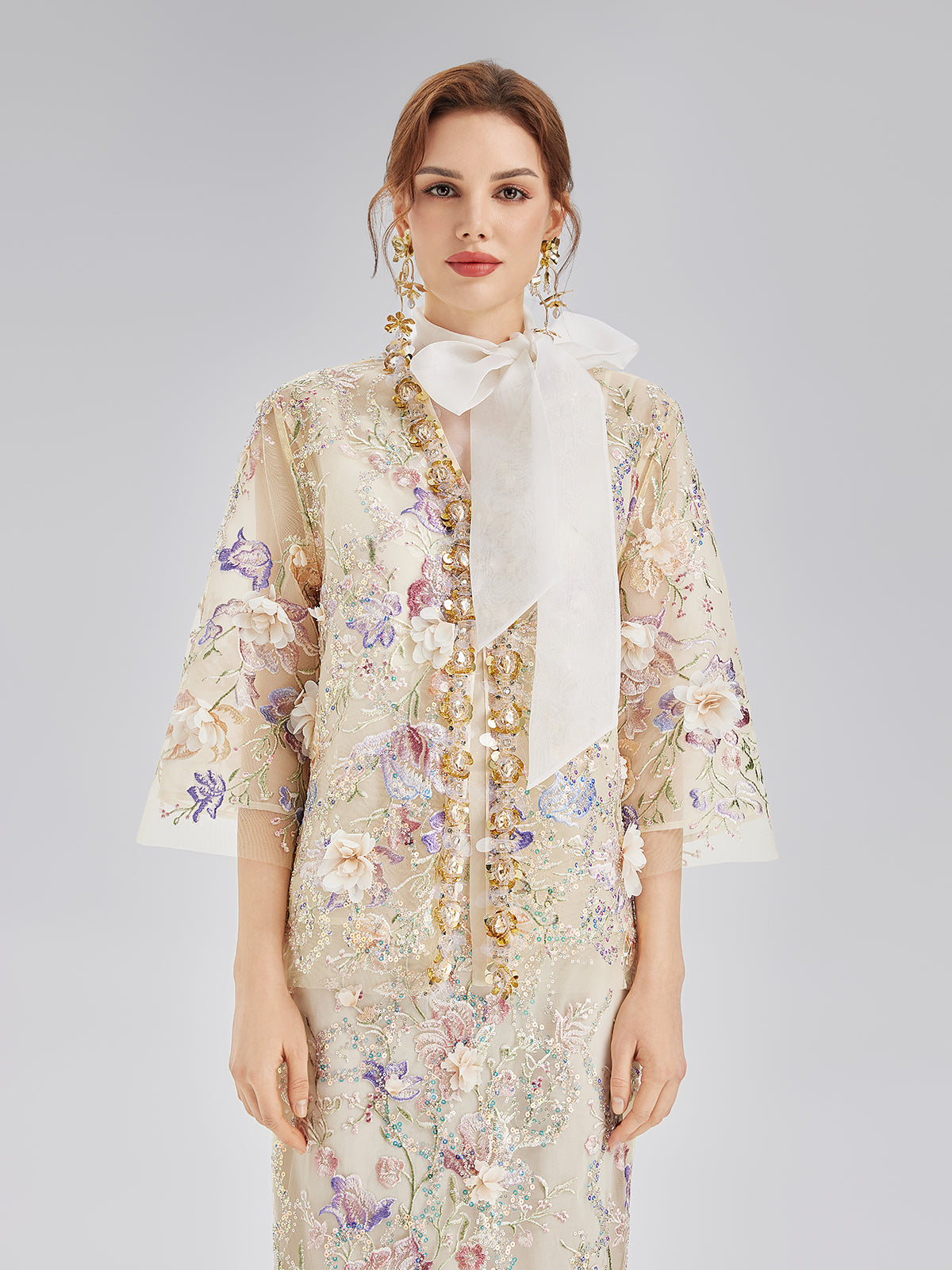 Handcrafted 3D Floral Beaded Embroidery Jacket
