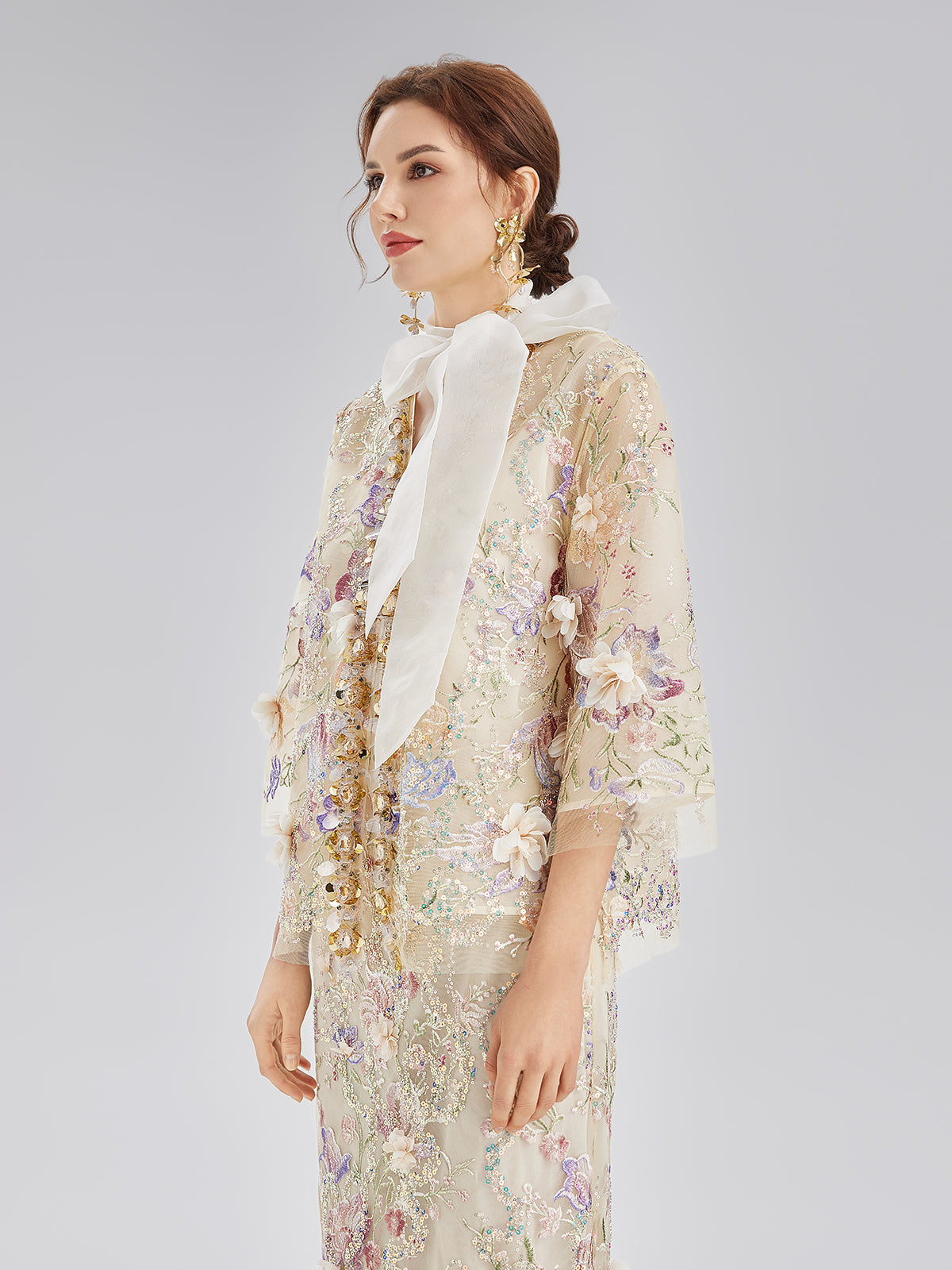 Handcrafted 3D Floral Beaded Embroidery Jacket