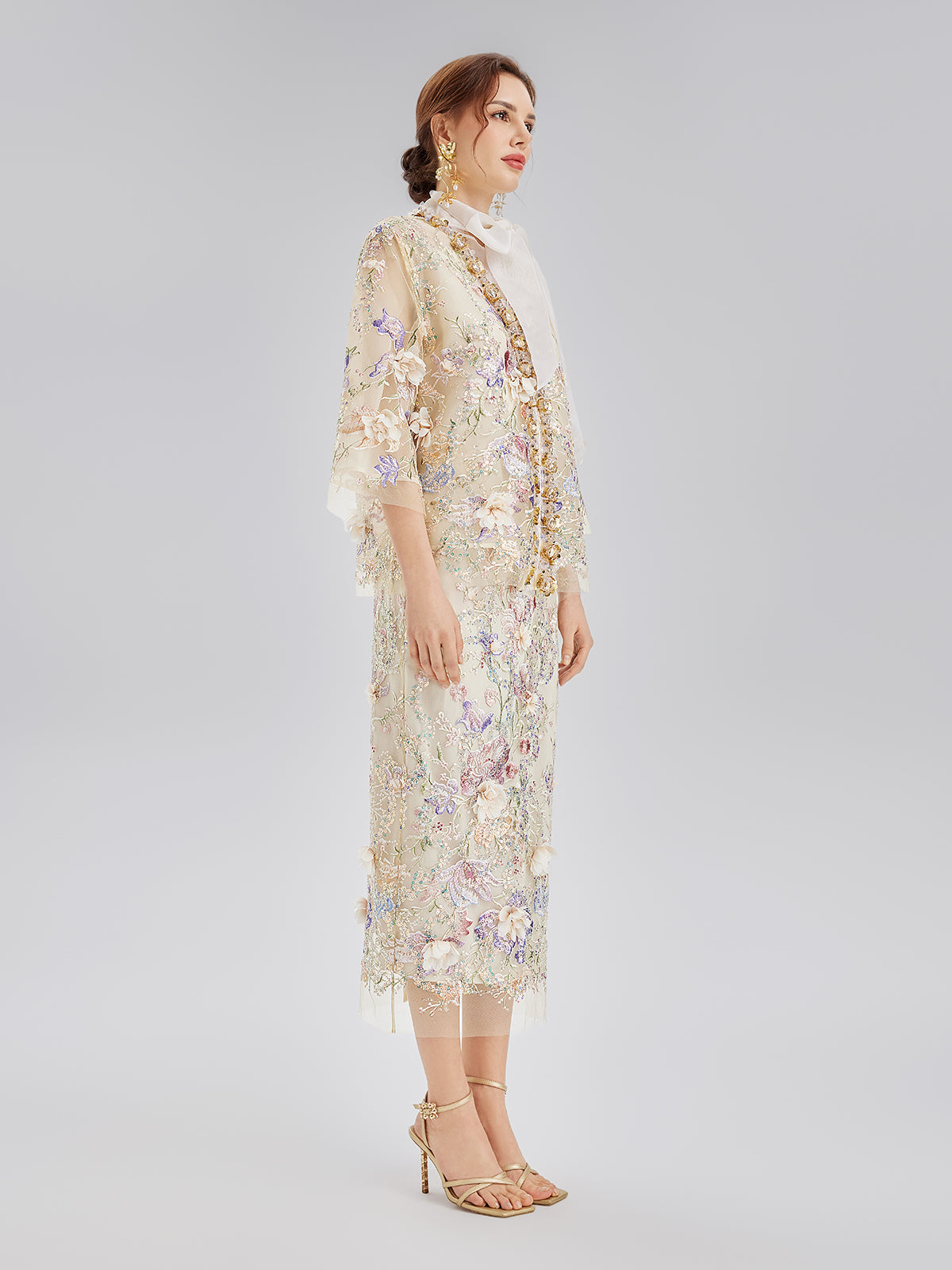 Handcrafted 3D Floral Beaded Embroidery Jacket