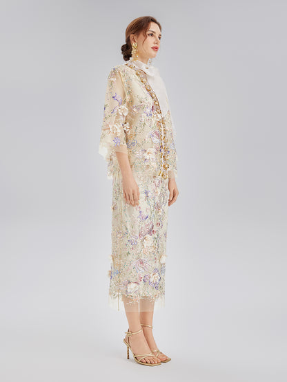 Handcrafted 3D Floral Beaded Embroidery Jacket