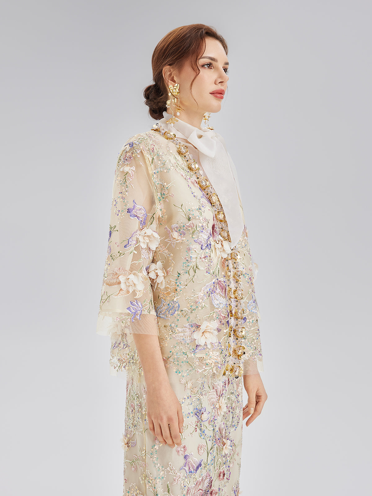 Handcrafted 3D Floral Beaded Embroidery Jacket