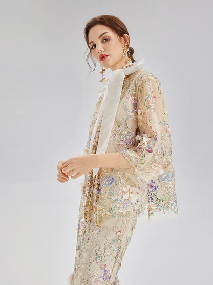 Handcrafted 3D Floral Beaded Embroidery Jacket